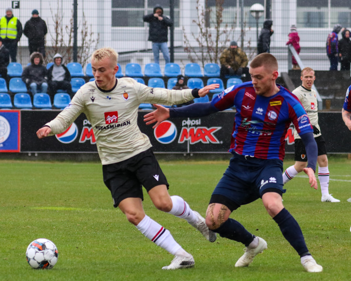 Kristall Máni í baráttunni en hann fékk nokkur góð færi til að skora