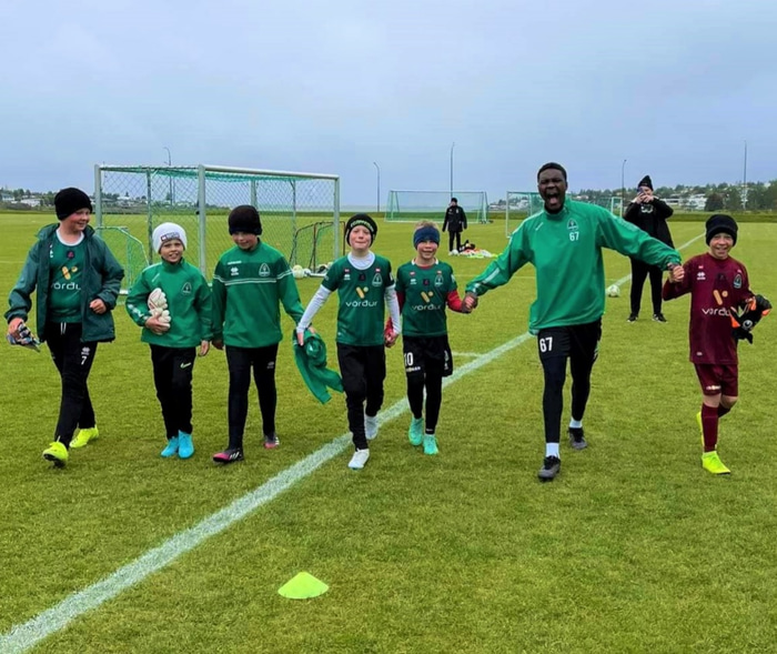 Omar Sowe á æfingu í morgun.
