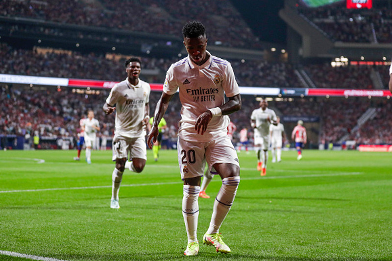 Vinicius Junior tók dansspor í gær.