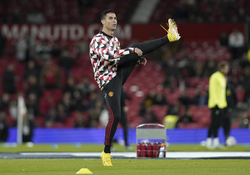 Ronaldo hitar upp í gær.