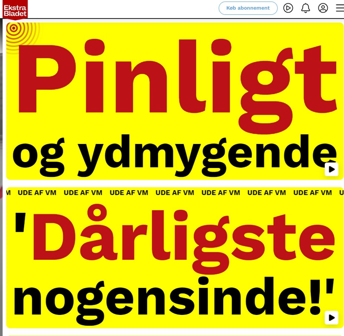 Vandræðalegt og niðurlægjandi segir Ekstra Bladet.