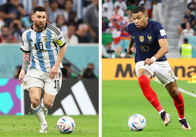 Lionel Messi og Kylian Mbappe.