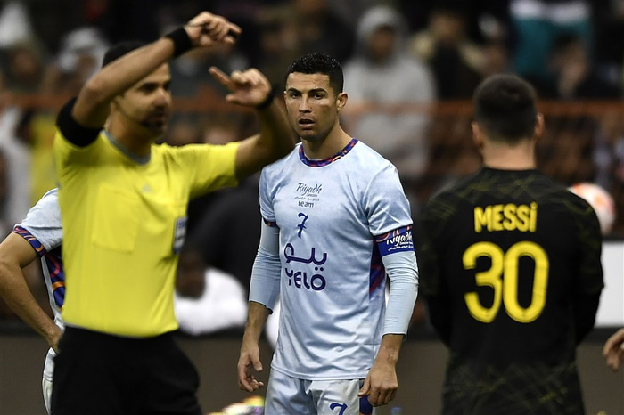 Cristiano Ronaldo og Lionel Messi í leiknum