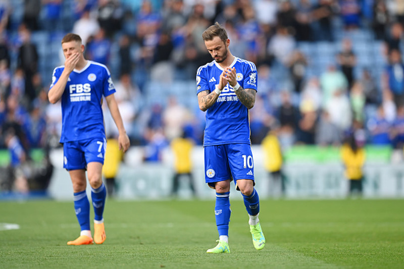 Leicester féll úr ensku úrvalsdeildinni í gær.