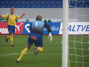 Sandor Matus í bikarúrslitaleiknum.  Hann var valinn bestur hjá KA.