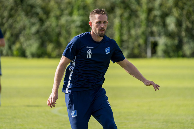 Gylfi á æfingu með Lyngby.