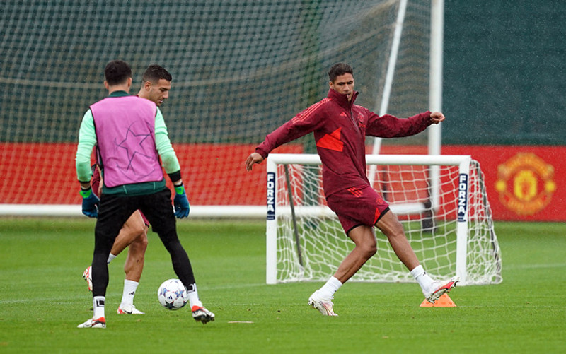 Varane á æfingu í morgun.