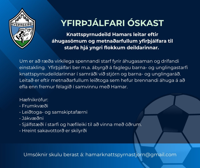 Hamar óskar eftir yfirþjálfara