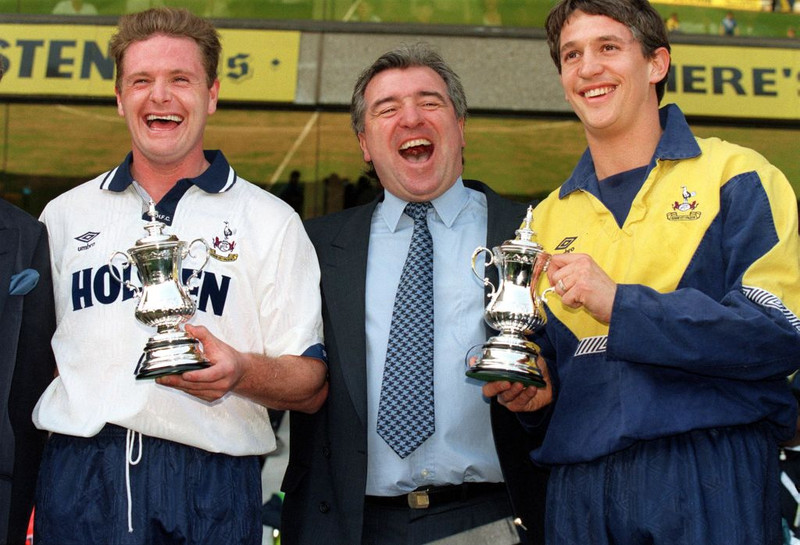Paul Gascoigne, Terry Venables og Gary Lineker á góðri stundu