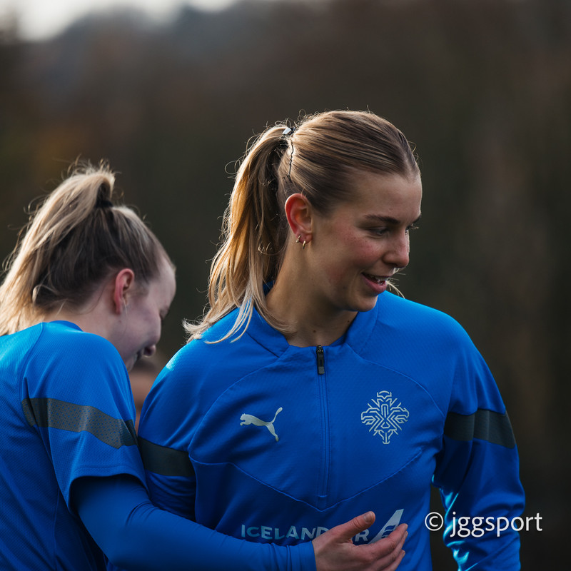 Myndaveisla: Önnur æfing Íslands í Cardiff