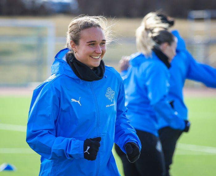 Á landsliðsæfingu í dag.