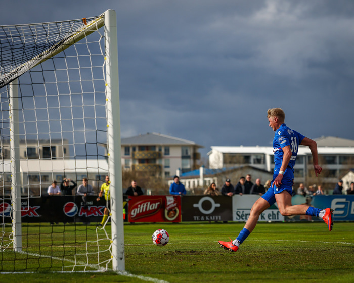 Atli að skora í gær.