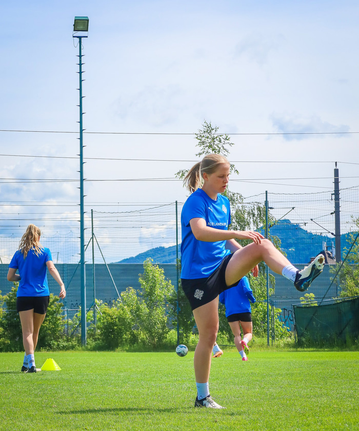 Frá æfingunni í Salzburg í dag.