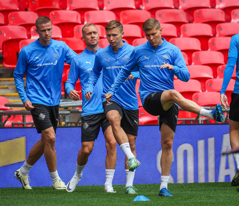 Frá æfingu íslenska liðsins á Wembley