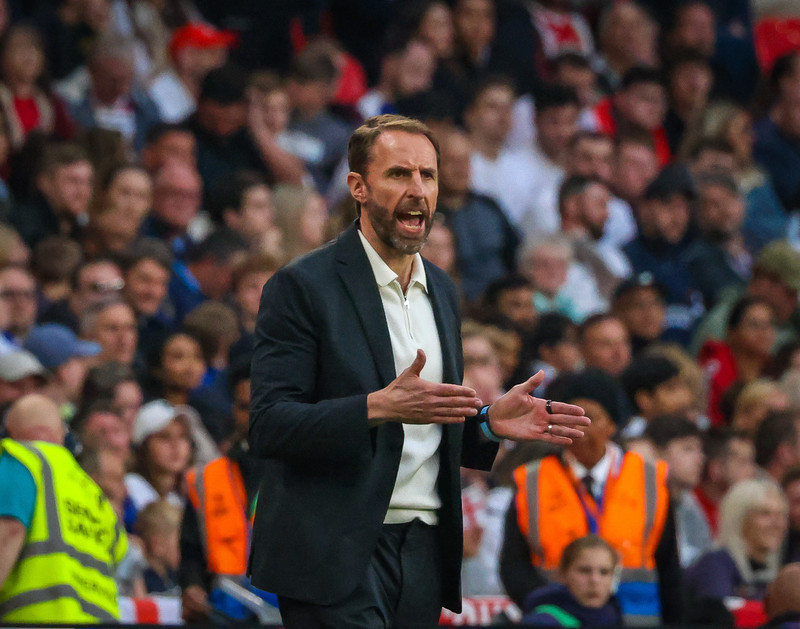 Gareth Southgate á hliðarlínunni í kvöld