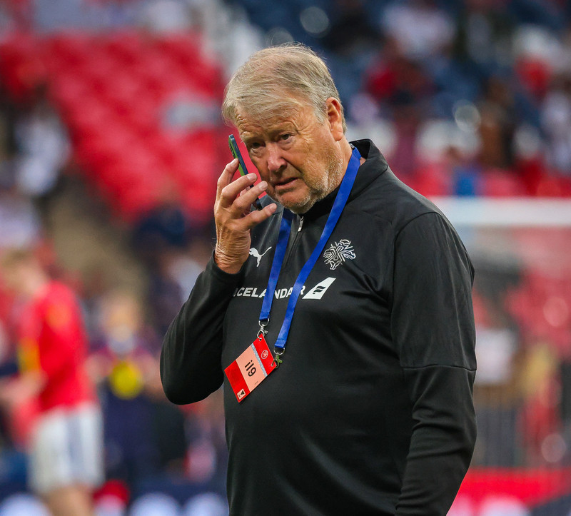 Age Hareide landsliðsþjálfari.