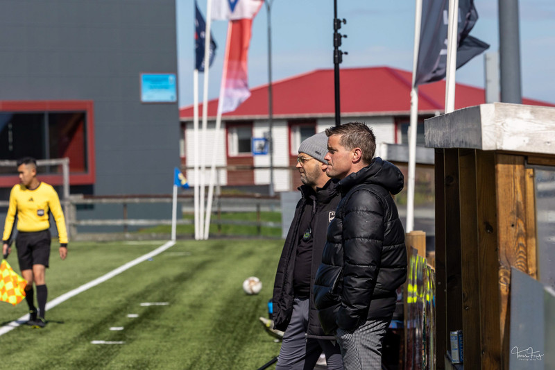 Mikael og Rikki G voru saman með liðið í leik gegn Víkingi Ólafsvík.