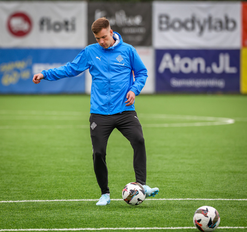 Andri Fannar á æfingu með U21 landsliðinu í vikunni.