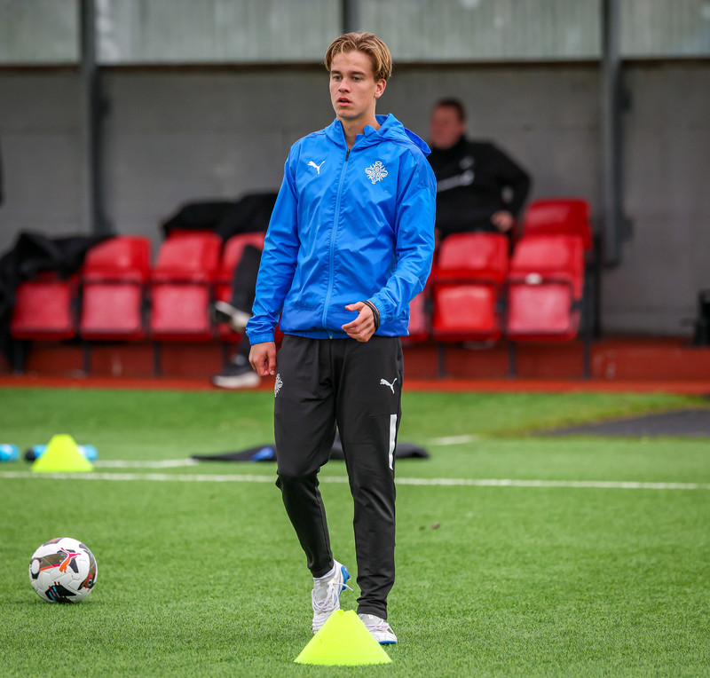 Daníel á æfingu með U21 í vikunni.