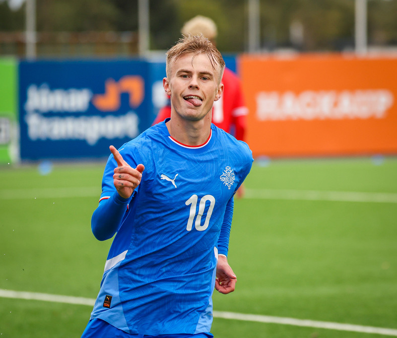 Kristall Máni Ingason í leik með U21 landsliði Íslands.