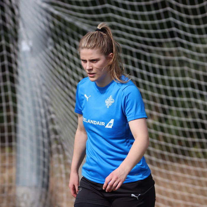 Heiða á landsliðsæfingu í gær.