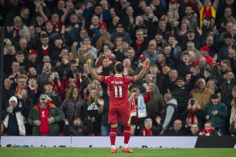 Mo Salah skoraði sigurmarkið á Anfield.