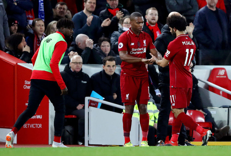 Daniel Sturridge og Mohamed Salah voru liðsfélagar hjá Liverpool