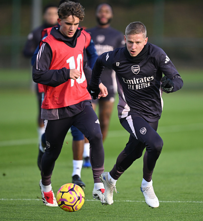 Max Dowman á æfingu með aðalliði Arsenal.
