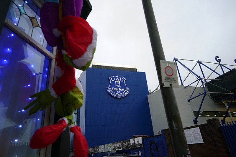 Fyrir utan Goodison Park í morgun.