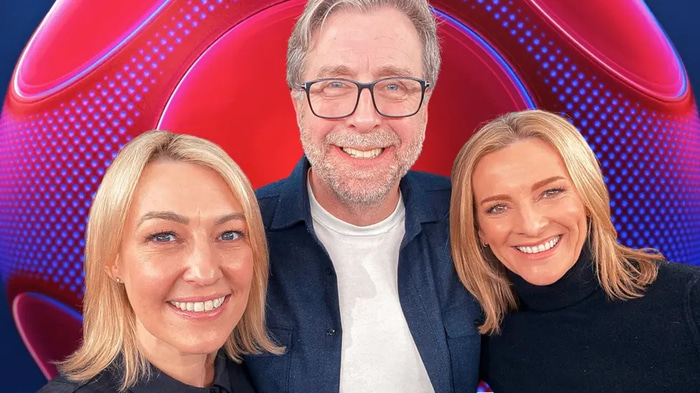 Kelly Cates, Mark Chapman og Gabby Logan.