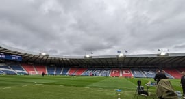 Allir með á æfingu Íslands á Hampden Park