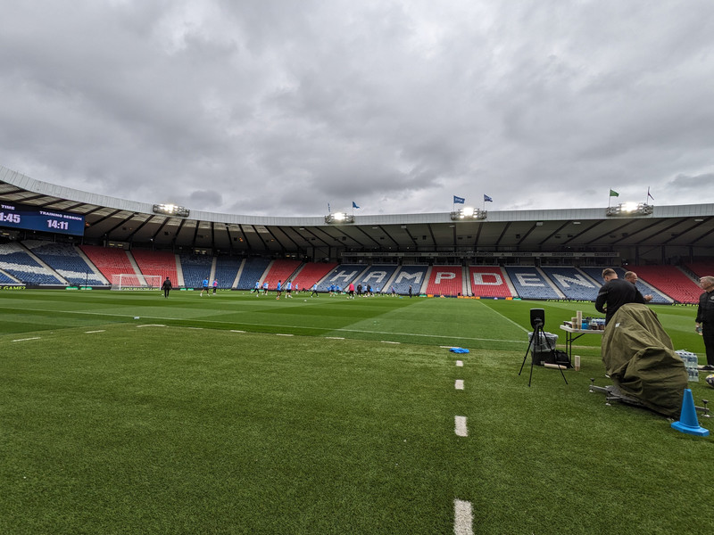 Allir með á æfingu Íslands á Hampden Park
