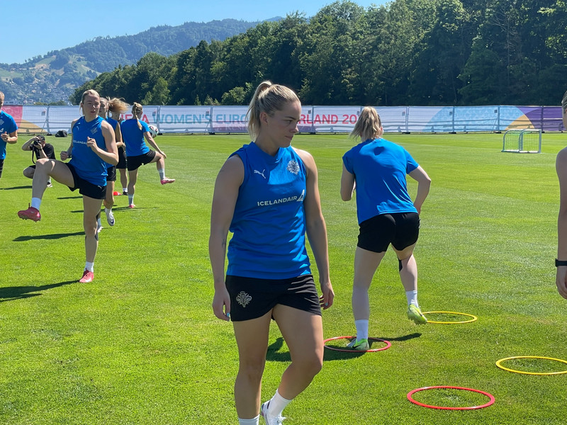 Hildur á æfingu í dag.