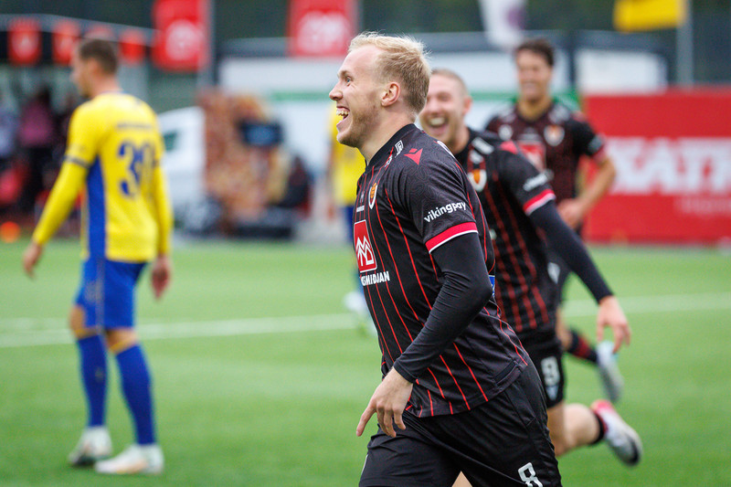 Víkingar fagna gegn Bröndby.