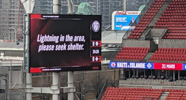 Eldingaviðvörun og allir kallaðir inn úr upphitun