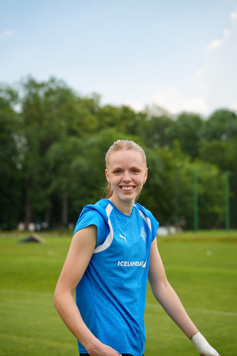 Thelma Karen á æfingu Íslands í dag.