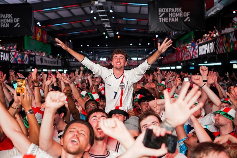 Það var glimrandi stemning á Boxpark fyrir utan Wembley.