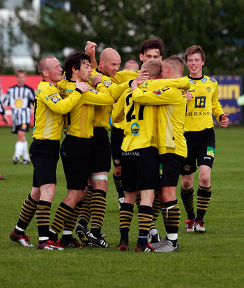Skagamenn fagna í gær