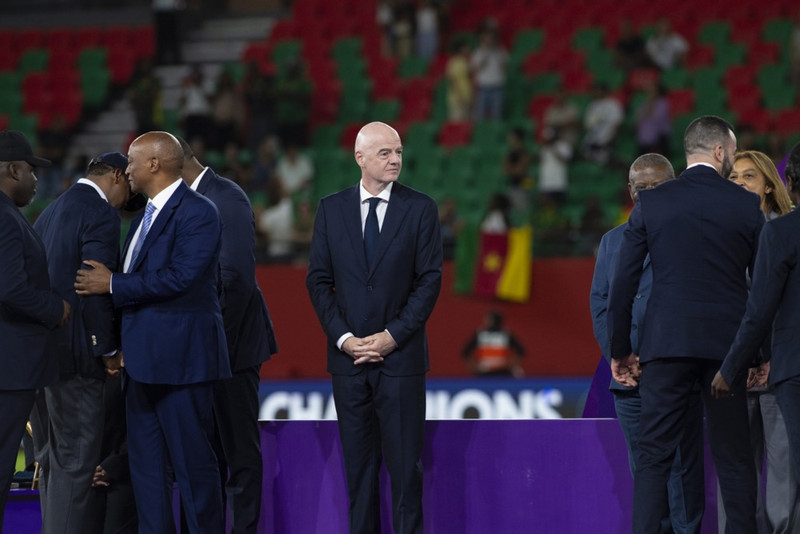 Infantino var viðstaddur úrslitaleik Afríkukeppni kvenna á dögunum.