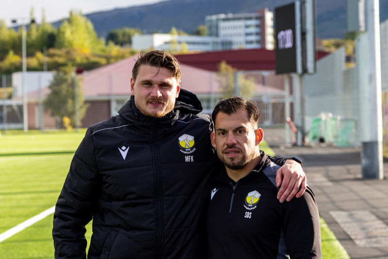 Mikael Freyr Rúnarsson og Sigurður Donys Sigurðsson þjálfarar Hamrana.