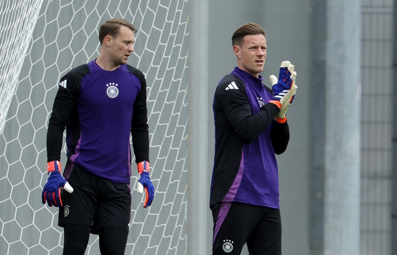Ter Stegen og Neuer saman á æfingu fyrir tveimur árum